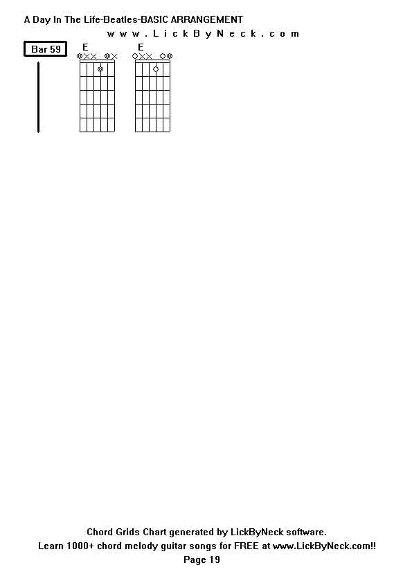 Chord Grids Chart of chord melody fingerstyle guitar song-A Day In The Life-Beatles-BASIC ARRANGEMENT,generated by LickByNeck software.